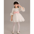 Little Girls Adorable Short Flower Girl Dress with 3/4 Long Sleeves and ...