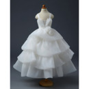 Pretty Ball Gown Tea Length Organza Layered Skirt Flower Girl Dress
