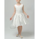 Simple Custom A-Line Sleeveless Short Taffeta Flower Girl Party Dress