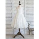 Classy Knee Length Lace Flower Girl/ First Communion Dress