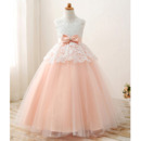 Beautiful Ball Gown Long Lace Organza Satin Little Girls Party Dress