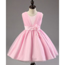 Pretty Ball Gown Sleeveless Knee Length Satin Flower Girl Dress