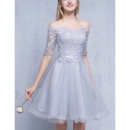 Designer Off-the-shoulder Short Formal Homecoming Dress with Half Sleeves