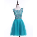 Affordable A-Line Sleeveless Short Satin Rhinestone Homecoming Dress