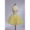 Cheap Sweetheart Mini/ Short Satin Organza Rhinestone Formal Homecoming Dress