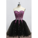 Custom Sweetheart Mini/ Short Rhinestone Black Homecoming Dress