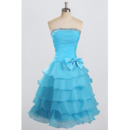 Nice Cheap Strapless Knee Length Chiffon Layered Skirt Formal Homecoming Dress