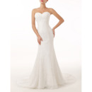 Classy Sheath Sweetheart Sleeveless Sweep Train Lace Wedding Dress