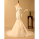 Elegant Mermaid Sweetheart Long Lace Bodice Wedding Dress