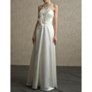 Modern Chic Beading Neck Full Length Satin Bridal Wedding Dress with Straps