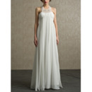 Sexy Column Halter Floor Length Chiffon Beach Wedding Dress