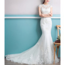 Inexpensive Elegant Mermaid Court Train Organza Embroidery Wedding Dress