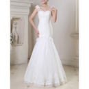 Modern Mermaid V-Neck Floor Length Beading Wedding Dress