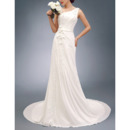 Inexpensive Elegant One Shoulder Sleeveless Sweep Train Chiffon Wedding Dress