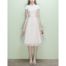 Modest Mandarin Collar Cap Sleeves Short Reception Wedding Dress