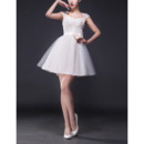 Vintage A-Line Sweetheart Mini Satin Tulle Short Wedding Dress