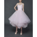 Charming Ball Gown Off-the-shoulder Tea Length Bridal Wedding Dress