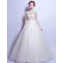 Cheap Floor Length Organza Bridal Wedding Dress with Half Sleeves