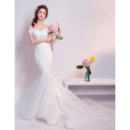 Modern Mermaid Off-the-shoulder Long Lace Bridal Wedding Dress