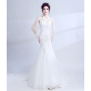 Luxury Mermaid Chapel Train Wedding Dress with Organza Shawl