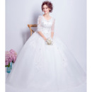 Romantic Ball Gown Floor Length Wedding Dress with Half Sleeves