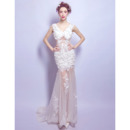 Affordable Sexy Sheath V-Neck Floor Length Organza Applique Wedding Dress