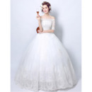 Classic Ball Gown Off-the-shoulder Wedding Dress with Half Sleeves