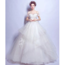 2022 Luxury Ball Gown Off-the-shoulder Wedding Dress with Short Sleeves