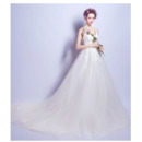 Elegant V-Neck Court Train Satin Bridal Wedding Dress