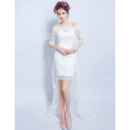 2022 Romantic Off-the-shoulder High-Low Wedding Dress with Half Sleeves