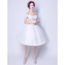 Classic Ball Gown Off-the-shoulder Knee Length Short Wedding Dress