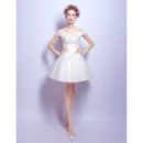 Inexpensive Timeless A-Line Off-the-shoulder Mini Short Bridal Wedding Dress