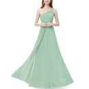 Simple Style One Shoulder Long Chiffon Bridesmaid Dress for Wedding Party