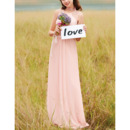 Affordable Sleeveless Long Chiffon Bridesmaid/ Prom Dress
