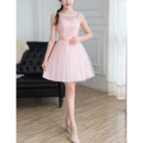 2022 Simple Sleeveless Mini/ Short Satin Tulle Bridesmaid Dress