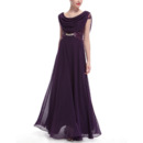 Simple Full Length Chiffon Embroidery Formal Evening Dress with Wraps