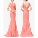 Elegant V-Neck Sleeveless Long Lace Formal Prom Evening Dress