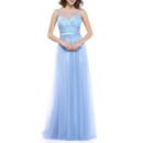 Designer Sleeveless Full Length Taffeta Organza Baby Blue Formal Evening Dress