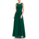 Simple Style Sleeveless Long Green Chiffon Fromal Evening Dress