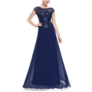 Elegant Long Two-Piece Formal Evening Dress with Cap Sleeves