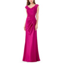 Elegant Sheath V-Neck Long Satin Lace Formal Evening Dress
