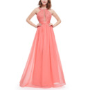 Sexy Sleeveless Long Chiffon Formal Evening/ Prom Dress with Straps