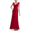 Women Simple Sweetheart Straps Long Lace Red Evening Wear Dress