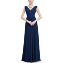 Formal V-Neck Sleeveless Floor Length Chiffon Evening Dress