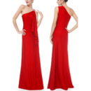 Simple New Style One Shoulder Long Red Formal Evening Dress