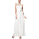 Latest Sleeveless Long Chiffon White Formal Evening Dress