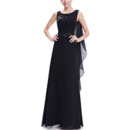 Cheap Sleeveless Long Chiffon Black Formal Prom Evening Dress