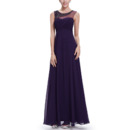 New Fashin Style Sleeveless Long Chiffon Purple Formal Evening Dress