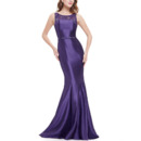 Inexpensive Sheath Sleeveless Long Satin Black/ Purple Formal Evening Dress
