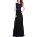 Affordable Sleeveless Long Chiffon Lace Formal Evening Wear Dress